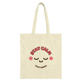 Stay Calm Tote Bag, Smiley Face Tote Bag, Happy Vibes Bag, Everyday Tote, Cute Graphic Bag, Positive Affirmation, Trendy Bag - Tawshia